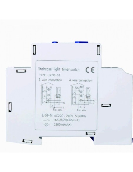 Staircase light timer, 1 function, adjustment 30 seconds ~ 20 minutes, 16A, 1 NO contact - Ettroit ALC18