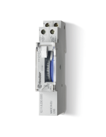 Electromechanical time switch, daily, 15-minute interval, 1 NO contact, 16A, 230Vac, series 12 - Finder 12.11.8.230.0000