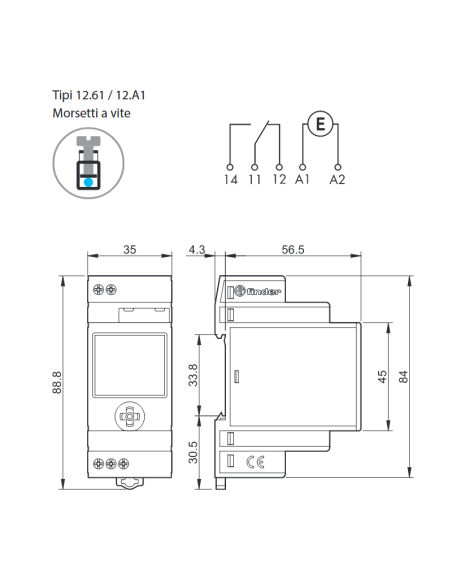 NFC digital time switch, weekly, 1 minute interval, 1 changeover contact, 16A, 230Vac, series 12 - Finder 12.61.8.230.0000