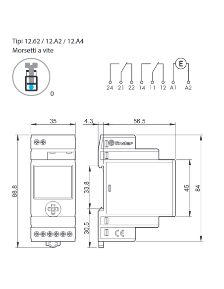 NFC digitale schakelklok, week, 1 minuut interval, 2 wisselcontacten, 16A, 230Vac, serie 12 - Finder 12.62.8.230.0000