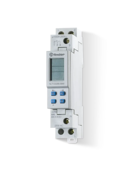 Digital time switch, weekly, 1 minute interval, 1 changeover contact, 16A, 230Vac, series 12 - Finder 12.71.8.230.0000