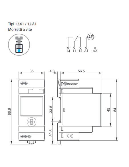 NFC digitaler astronomischer Schalter, wöchentlich, 1 Minutenintervall, 1 Wechselkontakt, 16A, 230Vac - Finder 12.A1.8.230.0000