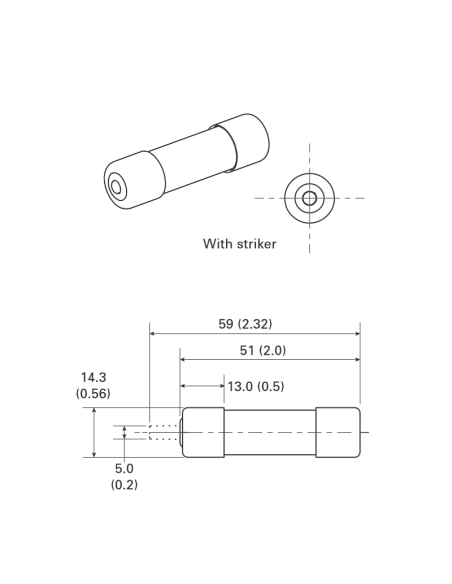 Fusibile cilindrico, super rapido, con percussore, FWP14-FI aR, 14x51mm, 690V 15A - Eaton Bussmann FWP-15A14FI