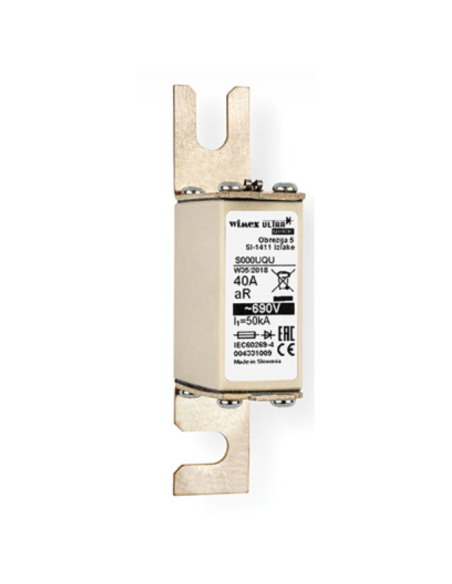 Fuse NH 00 B gR/aR, super fast, with striker, 690V 63A, bolt fixing - Wimex 5522063