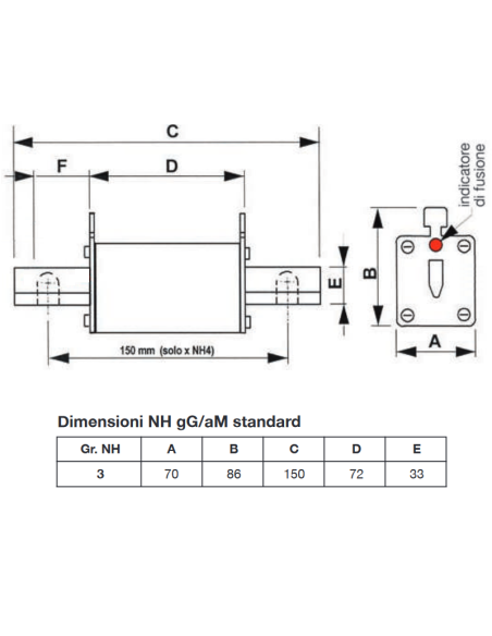 Sicherung NH 3, träge Auslösung, 500V 315A, Verwendung gG - Wimex 5503315