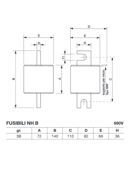 Fusible NH 3 B aR, super rapide, avec indicateur, 690V 400A, fixation par boulon - Wimex 5522620