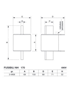 Fuse NH 3 M68 aR 170... 2