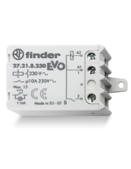 Schrittschaltrelais, elektromechanischer Impuls, 230 Vac, 2 NO Kontakte, 10A, Serie 27 - Finder 27.25.8.230.0000