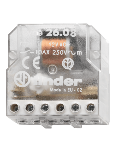 Stepper relay, electromechanical impulse, 110 Vac, 2 NO contacts, 10A, Series 26 - Finder 26.08.8.110.0000