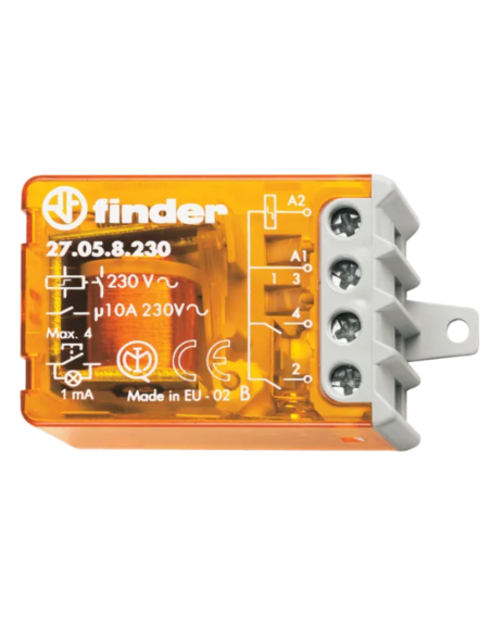 Schrittschaltrelais, elektromechanischer Impuls, 110 Vac, 2 NO Kontakte, 10A, Serie 27 - Finder 27.05.8.110.0000
