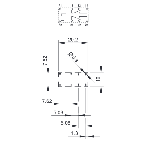 Doppelrelais, 9 Vdc, DPDT, 2 A,...