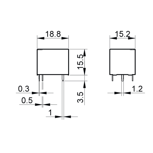 Relais, 24 Vdc, SPDT, 10 A, trou...