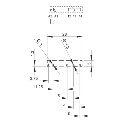 Electromechanical slim relay, 12 Vdc,...
