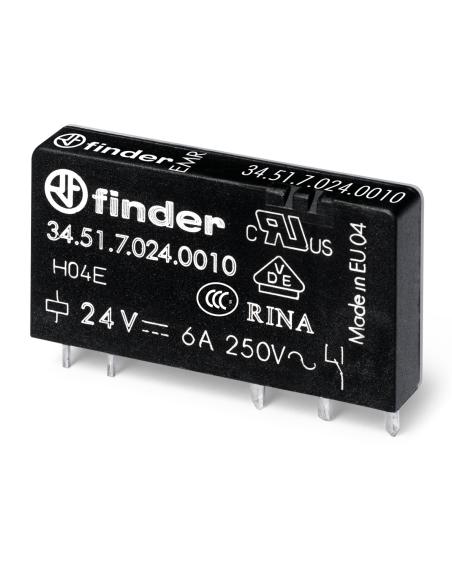 Elektromechanisches schmales Relais, 48 Vdc, SPDT, 6 A, Durchgangsloch (THT), Serie 34.51 - Finder 34.51.7.048.0010