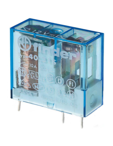Relé de potencia, 12 Vcc, SPST-NO, 12 A, agujero pasante (THT), serie 40.31 - Finder 40.31.9.012.0301