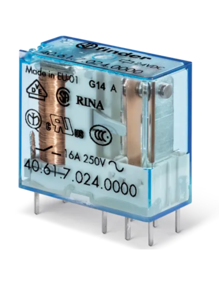 Relè di potenza, 12 Vdc, SPST-NO, 16 A,  foro passante (THT), serie 40.61 - Finder 40.61.9.012.4300