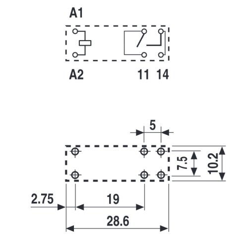 Vermogensrelais, 12 Vdc, SPST-NO, 16...