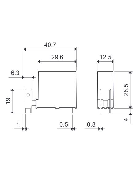 Power relay, with 250 faston, 12 Vdc, SPST-NO, 16 A, through-hole (THT), 45.71 series - Finder 45.71.7.012.0310
