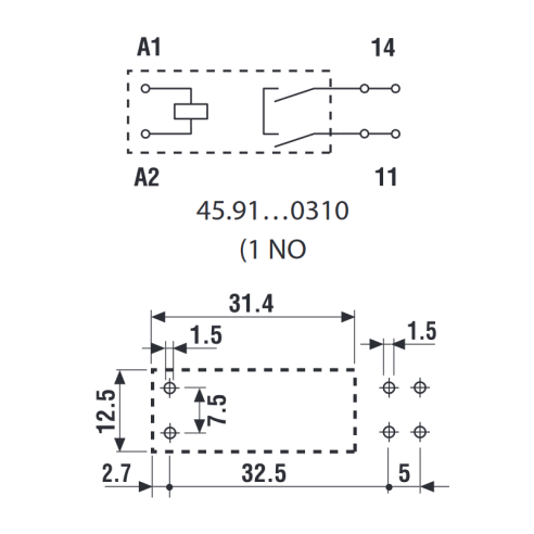 Vermogensrelais, met faston 250, 12...