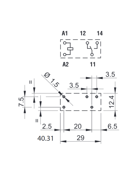 Leistungsrelais, 5 Vdc, SPDT, 12 A, Durchsteckrelais (THT), Serie 40.31 - Finder 40.31.7.005.0000