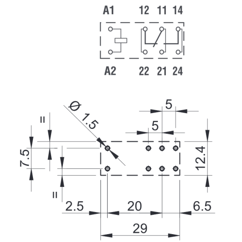 Relais de puissance, 6 Vdc, SPDT, 16...