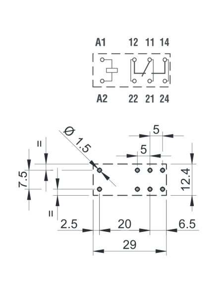 Relais de puissance, 6 Vdc, SPDT, 16 A, trou débouchant (THT), série 40.61 - Finder 40.61.9.006.0000