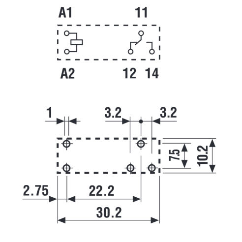 Leistungsrelais, 24 Vdc, SPDT, 10 A,...