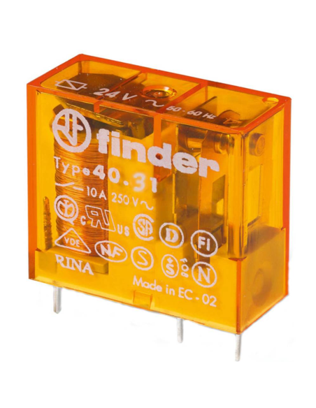 Power relay, 12 Vac, SPDT, 12 A, through-hole (THT), 40.31 series - Finder 40.31.8.012.0000
