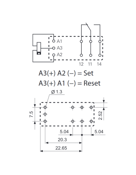 Low profile relay, 12 Vdc, bistable, SPDT, 16 A, through-hole (THT), series 41.61 - Finder 41.61.6.012.4016