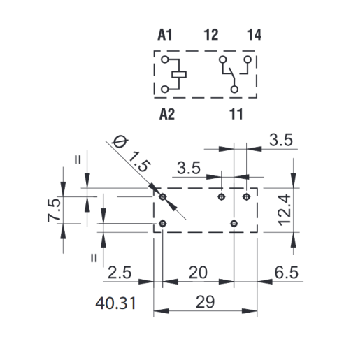 Power relay, 48 Vac, SPDT, 12 A,...