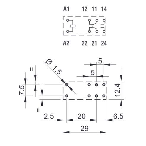 Power relay, 5 Vdc, DPDT, 8 A,...