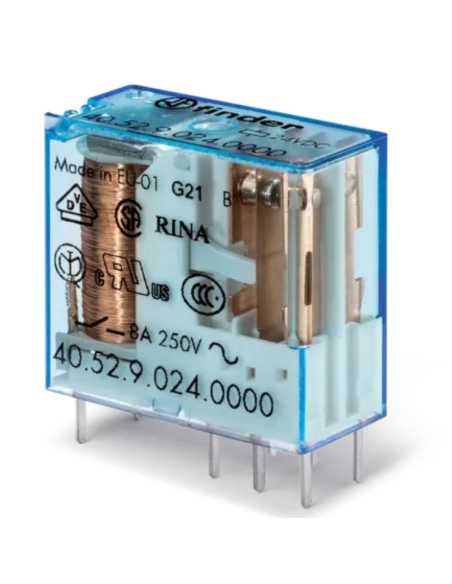 Power relay, 18 Vdc, DPDT, 8 A, through-hole (THT), 40.52 series - Finder 40.52.7.018.0000