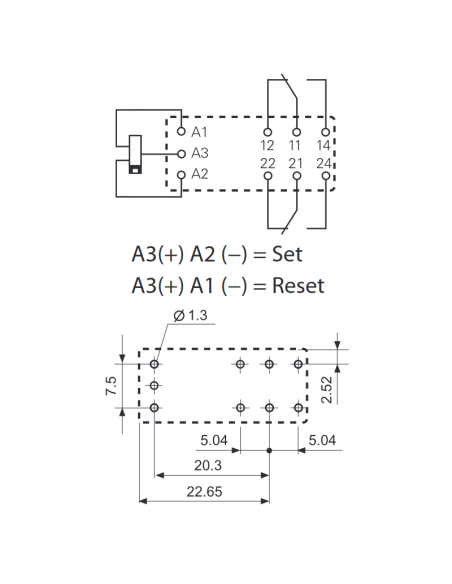 Low profile relay, 12 Vdc, bistable, DPDT, 8 A, through-hole (THT), series 41.52 - Finder 41.52.6.012.4016