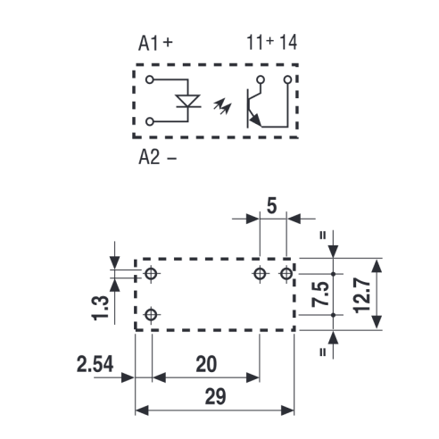 Relais statique, profil bas, 12Vdc,...