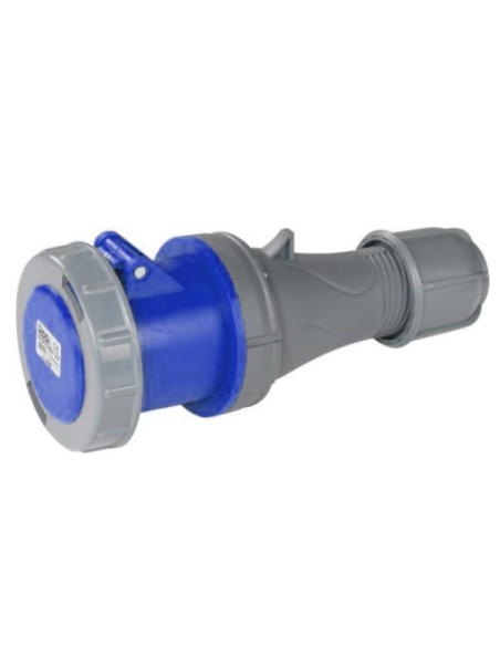 Prise industrielle 230V, 2P+E, 63A, IP67, bleue - Rosi 1009059