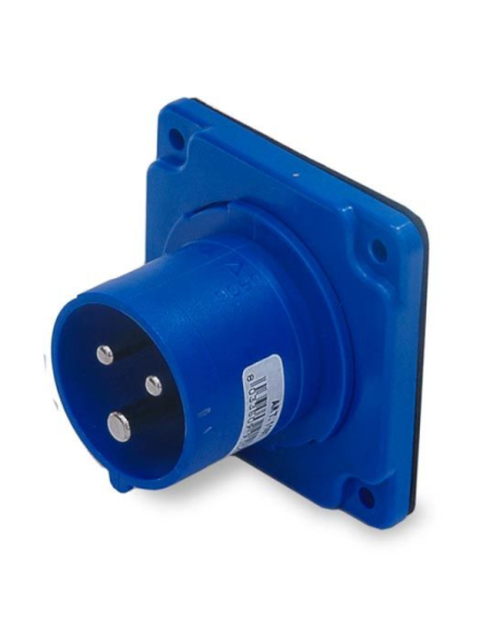 Enchufe industrial empotrable, 230V, 2P+E, 32A, IP54, 75x75mm - Rosi 1001108