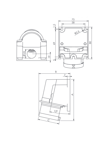 Industrial wall plug, 230V, 2P+E, 16A, IP54 - Rosi 1001177