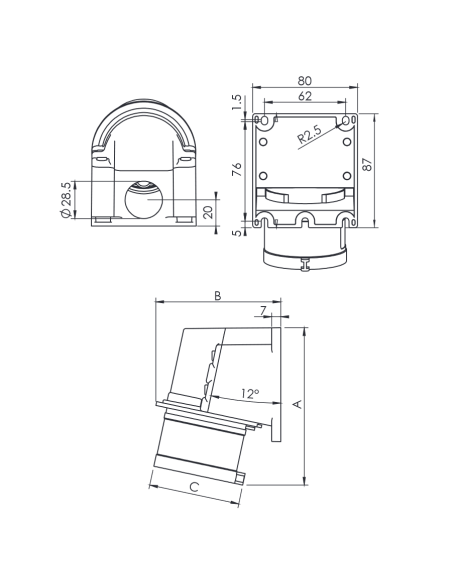 Industrial wall plug, 380V, 3P+E, 16A, IP54 - Rosi 1001181