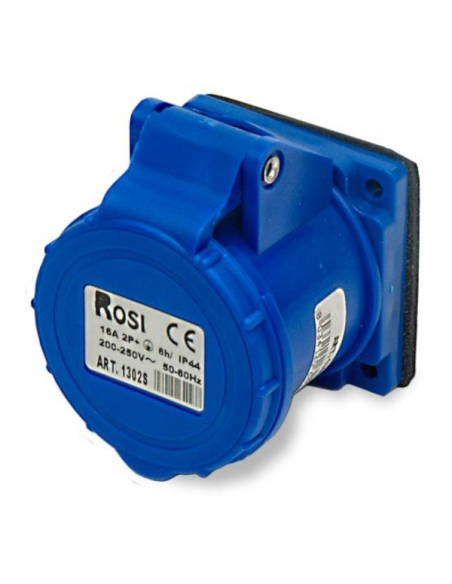Presa industriale da incasso, 230V, 2P+T, 16A, IP54, 55x55mm - Rosi 1001302S