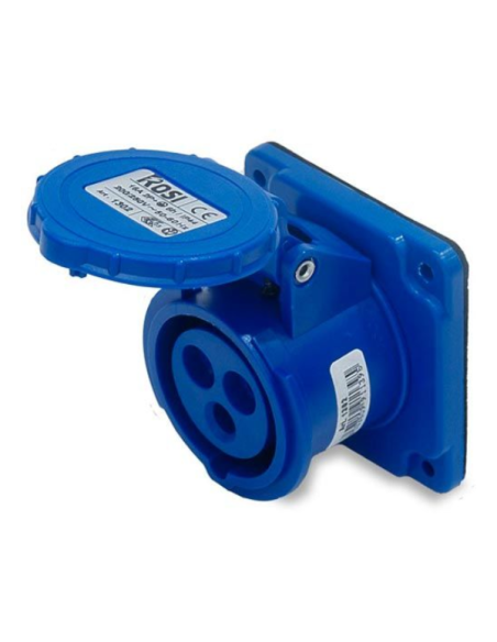 Prise industrielle encastrée, 230V, 2P+E, 32A, IP54, 75x75mm - Rosi 1001311