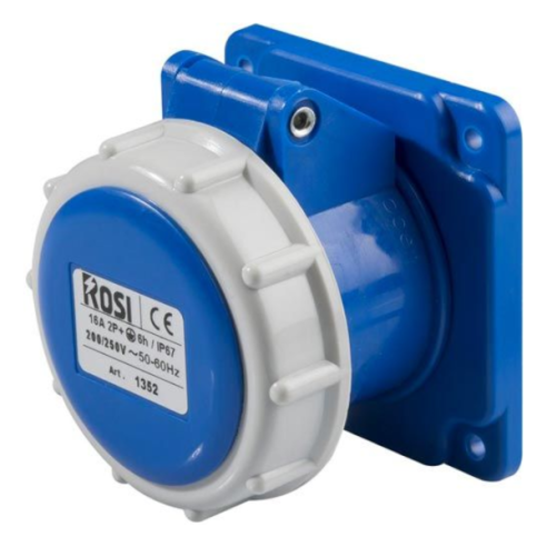 Flush-mounted industrial socket,...
