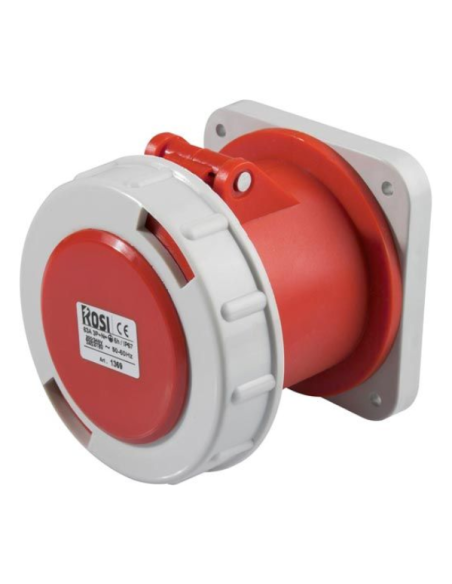 Flush-mounted industrial socket, 380V, 3P+E, 63A, IP67, 100x100mm - Rosi 1001368