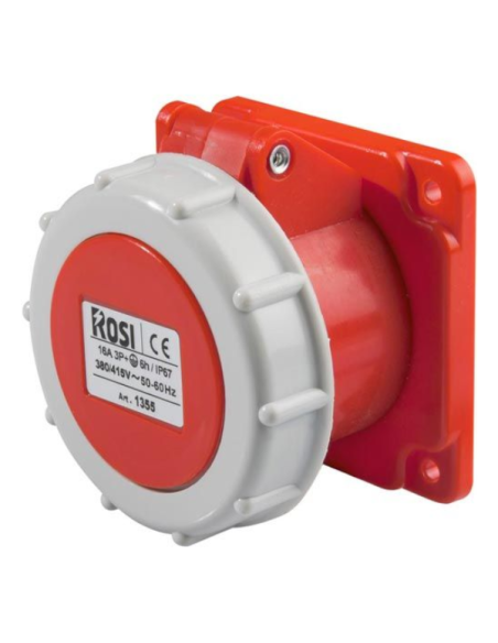 Industrieel inbouwstopcontact, 380V, 3P+N+E, 32A, IP67, 75x75mm - Rosi 1001367