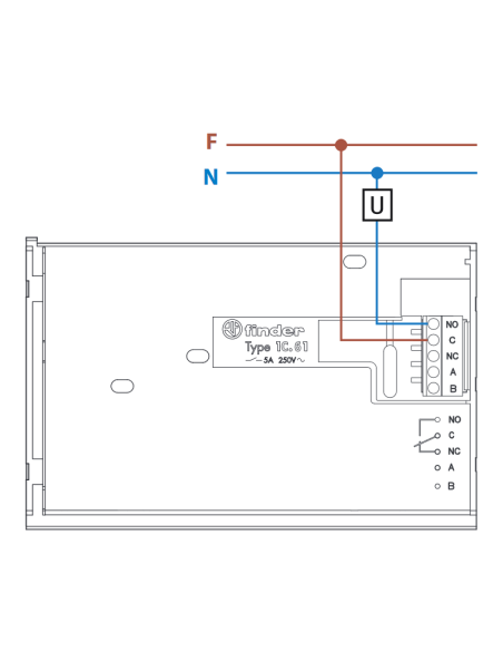 Cronotermostato con cavalieri, LCD touch screen, programmazione settimanale, alimentazione a batteria - Finder 1C.61.9.003.0101