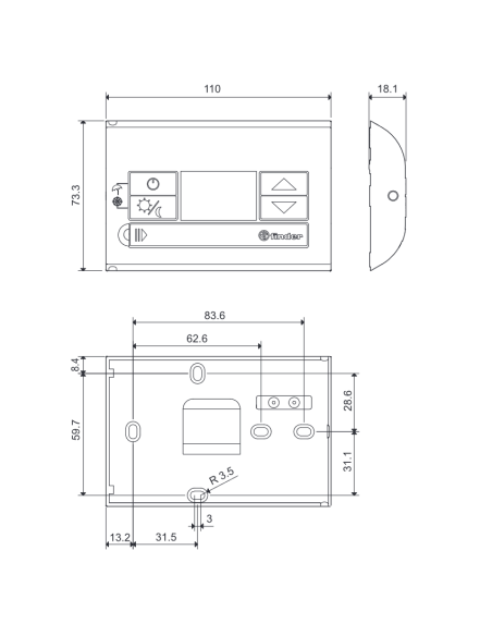 Thermo Duoset Thermostat, batteriebetrieben, Tag-/Nachtbetrieb, anthrazit - Finder 1T.31.9.003.2000