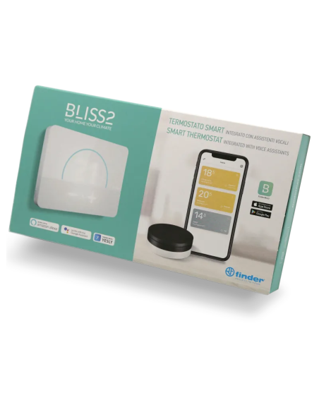 Termostato WiFi Bliss2 con puerta de enlace, botones táctiles, alimentado por pilas - Finder 1C.B1.9.005.0007POA