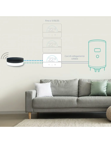 Termostato Bliss2 WiFi con gateway, tasti a sfioramento, alimentazione a batteria - Finder 1C.B1.9.005.0007POA