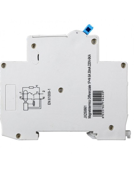 Interruptor diferencial 1P+N, 1 módulo, 230Vac, 6A, 30mA, 6KA - Ettroit JX250661