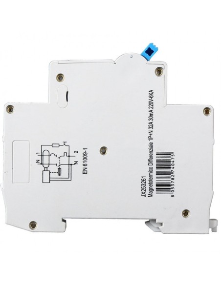 Disjoncteur à courant résiduel 1P+N, 1 module, 230Vac, 32A, 30mA, 6KA - Ettroit JX253261