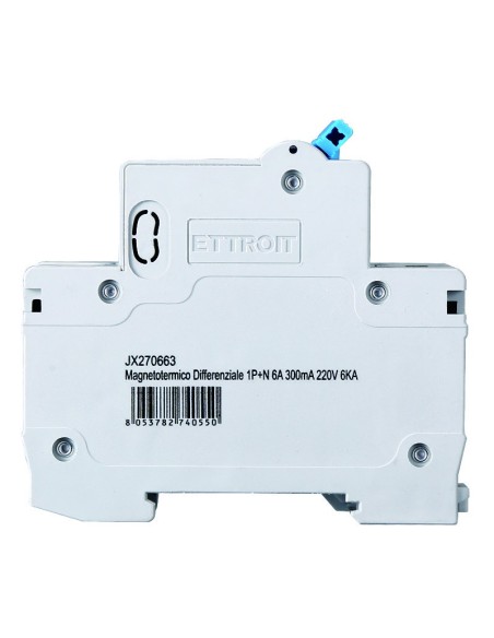 Residual current circuit breaker 1P+N, 2 modules, 230Vac, 6A, 300mA, 6KA - Ettroit JX270663